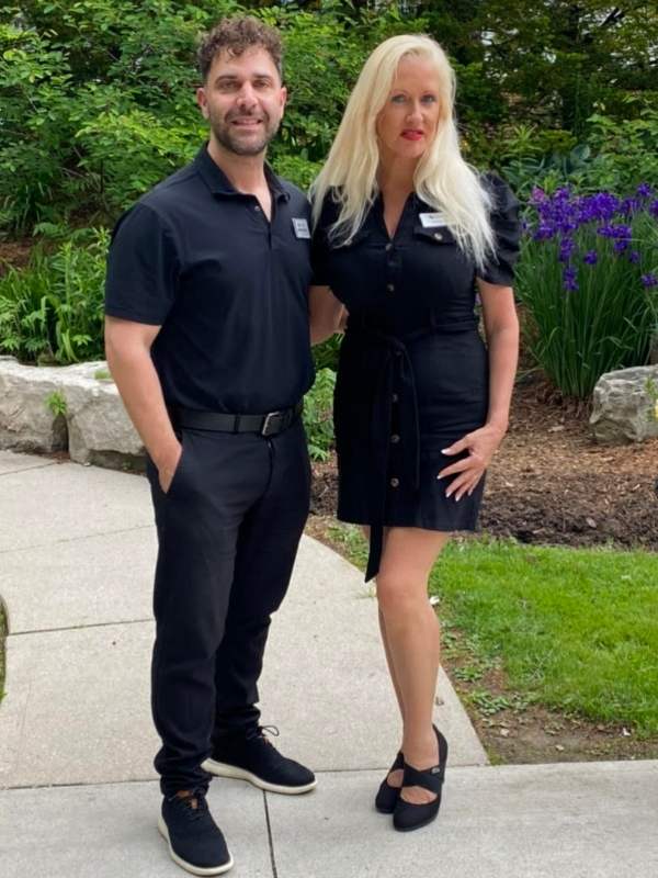 Robert Maiellaro and Samantha Bruno, pictured on the garden grounds